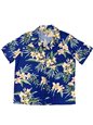 Paradise Found Orchid Ginger Blue Rayon Women&#39;s Hawaiian Shirt