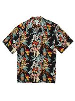 Two Palms Parrots Black Rayon Men's Hawaiian Shirt