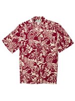 Two Palms Wild Pineapple Red Rayon Men's Hawaiian Shirt