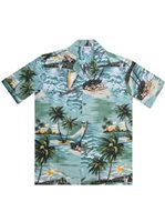 Aloha Republic Quest To Diamond Head Teal Cotton Men's Hawaiian Shirt