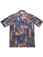 Aloha Republic Aloha Republic Surf Navy Cotton Men&#39;s Hawaiian Shirt