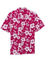 Aloha Republic Hibiscus Party Fuchsia Red Cotton Men's Hawaiian Shirt