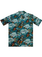 Aloha Republic Under The Sea Aqua Cotton Men's Hawaiian Shirt