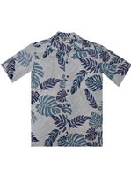 Aloha Republic Floral Kingdom Soft Blue Cotton Men's Hawaiian Shirt