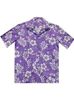 Aloha Republic Batik Hibiscus Purple Cotton Men's Hawaiian Shirt