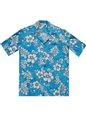 Aloha Republic Batik Hibiscus Blue Cotton Men&#39;s Hawaiian Shirt