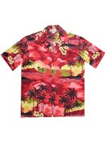 Aloha Republic Hawaiian Sunset Red Cotton Men's Hawaiian Shirt