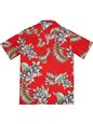Aloha Republic Premium Orchids Red Cotton Men&#39;s Hawaiian Shirt