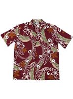Aloha Republic Tapa Fusion Rust Cotton Men's Hawaiian Shirt