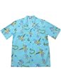 Aloha Republic Ukulele Joy Turquoise Cotton Men&#39;s Hawaiian Shirt