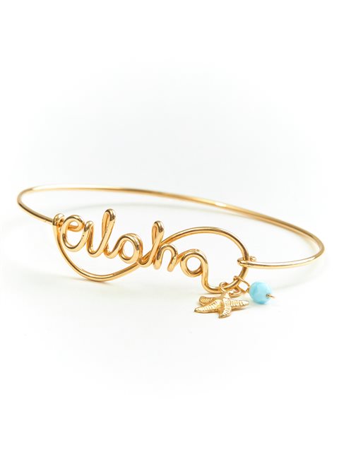 Happy Hawaii Jewelry 14KGF ワイヤーネームバングル [イエロー