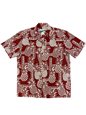 Waimea Casuals Tapa Pineapple Red Cotton Men&#39;s Hawaiian Shirt