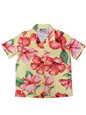 Paradise Found Hibiscus Blossom Yellow Rayon Women&#39;s Hawaiian Shirt