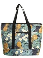 Monstera Pineaplle Black Tropical Jumbo Shopping Cooler Bag