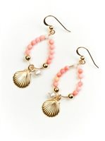Happy Hawaii Jewelry Yellow 14KGF Shell & Coral Bead Earring