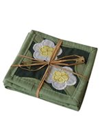 Set of Four Details about   Hawaiian Quilted Coasters Dusty Green/White Hibiscus 