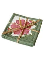 Kenui Quilts Pink Hibiscus Hawaiian Quilt Coaster Set Of 4
