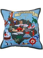 Kenui Quilts The Big Island Blue Hawaiian Quilt Island destination Pillow Cover