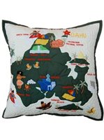 Kenui Quilts Island of Oahu Off White Hawaiian Quilt Island destination Pillow Cover