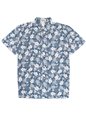 Ky&#39;s White Hibiscus Navy Blue Cotton  Men&#39;s Slim Fit Hawaiian Shirt
