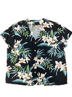 Paradise Found Orchid Ginger Black Rayon Women's V-neck Blouse
