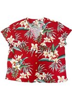 Paradise Found Orchid Ginger Red Rayon Women's V-neck Blouse