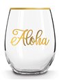 Island Heritage Golden Aloha Stemless Wine Glass