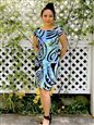 Pacific Islands Art N15 フィジー スパンデックス ショート スカート ドレス [マケモ2/ブラック&amp;ブルー]
