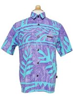Pacific Islands Art メンズ アロハシャツ [マリエ/パープル & ブルー]