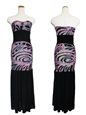 Pacific Islands Art N16 フィジー スパンデックス レーヨン ロング ドレス [ナヌエ/ブラック＆ピンク]