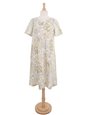 Ky&#39;s Vintage Monstera White Cotton Hawaiian Midi Muumuu Dress