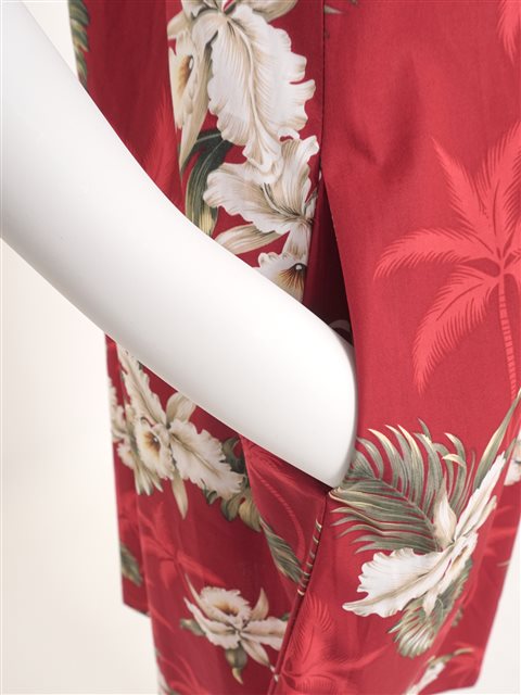 Ky's Classic Orchid Red Cotton Hawaiian Midi Muumuu Dress | AlohaOutlet