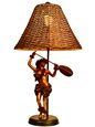 Pahoe &quot;Wahine Canoe Paddler&quot; Hula Kahiko Statue Lamp