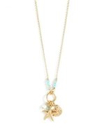 Splendid Iris Starfish and Sand Dollar Gold Necklace