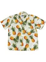 Waimea Casuals Tropical Gold Cream Cotton Men's Hawaiian Shirt