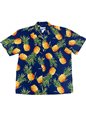 Waimea Casuals Tropical Gold Navy Cotton Men&#39;s Hawaiian Shirt