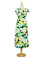 Ky&#39;s Watercolor Hibiscus  Yellow 100% Rayon  2-Way Shoulder Style long Dress