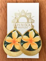 SUN N SOUL - Boutique - ファブリック ピアス [ボトム ループ/プルメリア/イエロー]