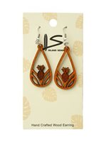 J K W LLC Tear Drop Pineapple Wood Earrings