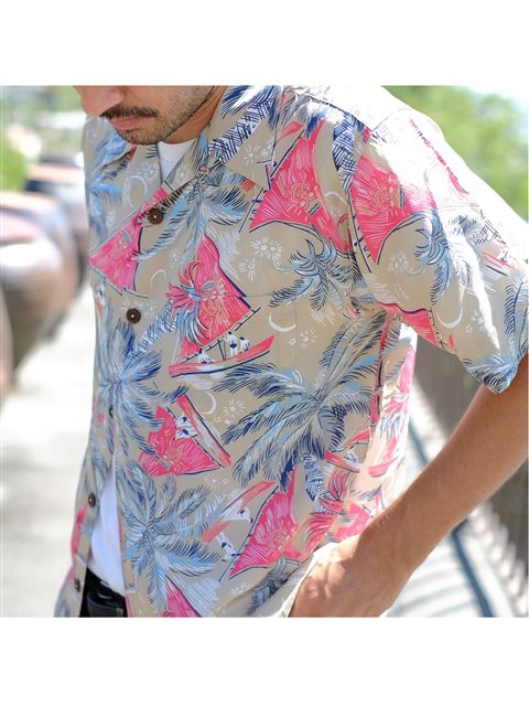 Avanti Wayfinders Tan Silk Men s Hawaiian Shirt AlohaOutlet