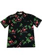 Aloha Republic Flamingo Paradise Black Cotton Men&#39;s Hawaiian Shirt