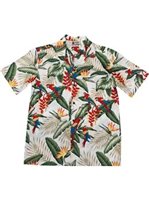 Aloha Republic Macaws of The Tropic Off-White Cotton Men's Hawaiian Shirt