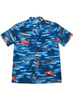 Aloha Republic Freedom of Navigation Navy Cotton Men's Hawaiian Shirt