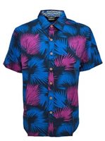 Te Aito Tawhiri  Navy 100% Cotton oxford Men's Hawaiian Shirt