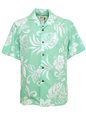 Ky&#39;s Classic Hibiscus Green Cotton Poplin Men&#39;s Hawaiian Shirt