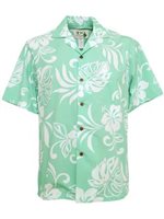 Ky's Classic Hibiscus Green Cotton Poplin Men's Hawaiian Shirt