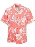 Ky's Classic Hibiscus Coral Cotton Poplin Men's Hawaiian Shirt