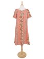 Ky&#39;s Vintage Anthurium Coral Cotton Hawaiian Midi Muumuu Dress