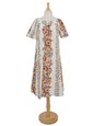 Ky&#39;s Vintage Anthurium White Cotton Hawaiian Midi Muumuu Dress