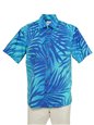 [Exclusive] Anuenue Ginger Turquoise &amp; Royal Poly Cotton Men&#39;s Hawaiian Shirt